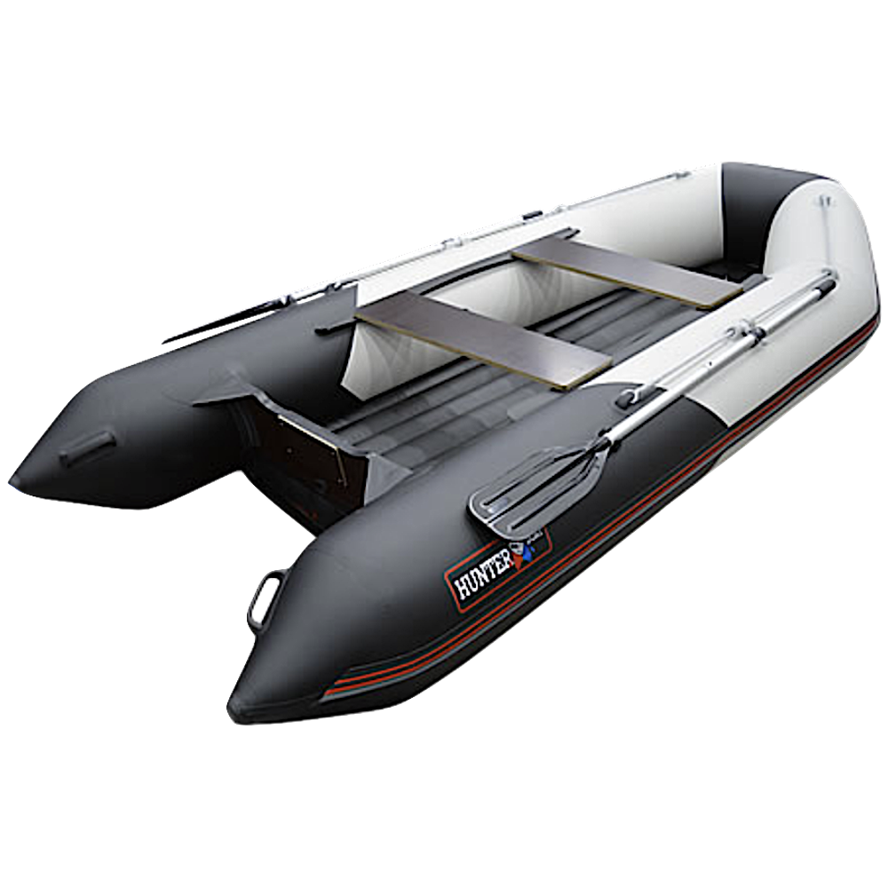 Лодка ПВХ Hunterboat Хантер Классика НД 345ЛКА Светло-Серый / Чёрный