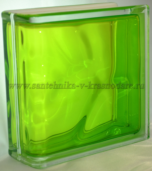 Торцевой стеклоблок тархун окрашенный изнутри Vitrablok   19x19x8