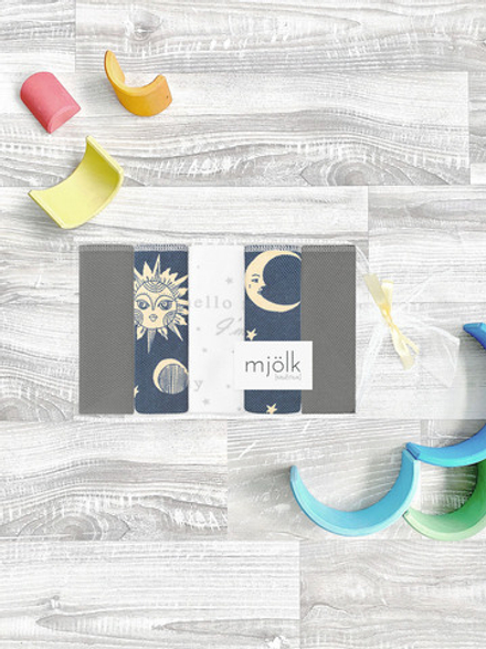 Набор платочков-слюнявчиков Mjölk Солнце и Луна