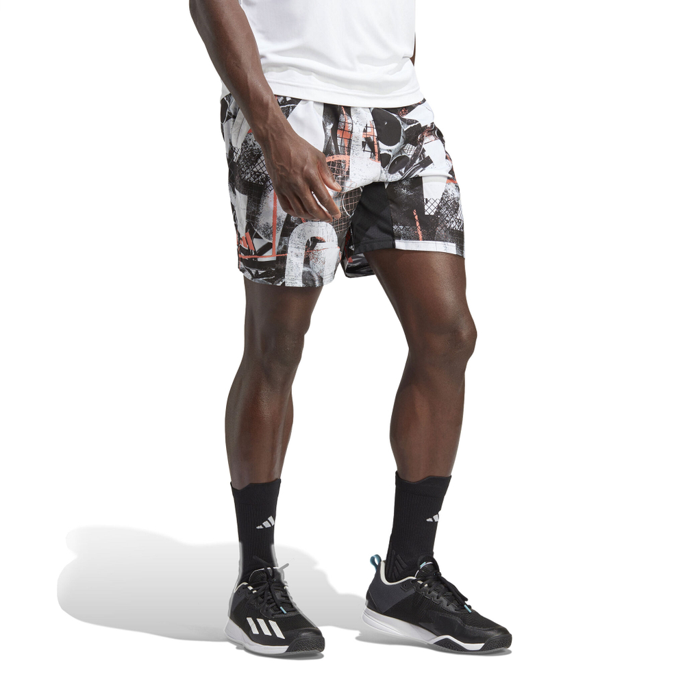 Мужские теннисные шорты adidas Club Graphic 9in Shorts Men - White, Multicoloured