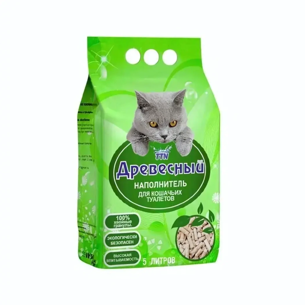 Наполнитель для кошачьего туалета «TTN» древесный 5л
