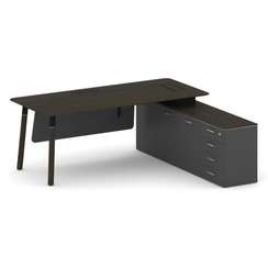 Fresco Стол руководителя FR.SR-20 (R) Дуб Темный/Базальт UM/Металл Черный/Нерж. Сталь 2000*1798*750