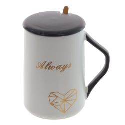 GAEM Кружка с крышкой и ложкой, 450 мл, L11 W8,5 H12,5 см, 4в.