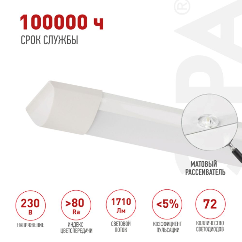 Светильник светодиодный линейный ЭРА SPO-5-20-6K-M (F) 18Вт 6500К 600 матовый | Линейные светодиодные светильники IP20