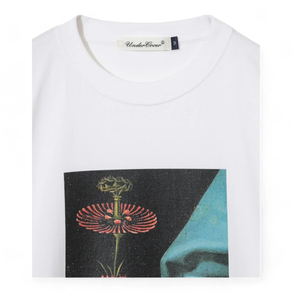 UNDERCOVER ФУТБОЛКА БЕЛАЯ С ПРИНТОМ ЦВЕТОК
