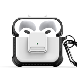 Усиленный чехол с вставками белого цвета от Dux Ducis для наушников AirPods 3, серия PECG Series Case, в комплекте с карабином