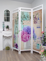 Ширма - перегородка для зонирования пространства деревянная с картинкой с обеих сторон "Райские птички", 3 створки, 480*1800 мм