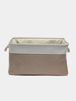 Корзина текстильная для хранения, вещей, белья, игрушек, документов, кофр 36х26х16см, бежевая