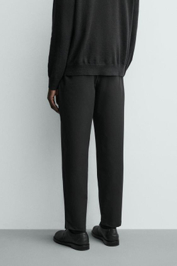 ZARA БРЮКИ REGULAR FIT КОМФОРТНОЙ ПОСАДКИ, ЧЕРНЫЙ