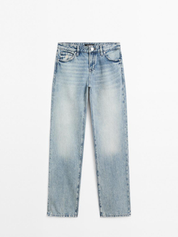 Massimo Dutti Джинсы прямого кроя с низкой посадкой, голубой