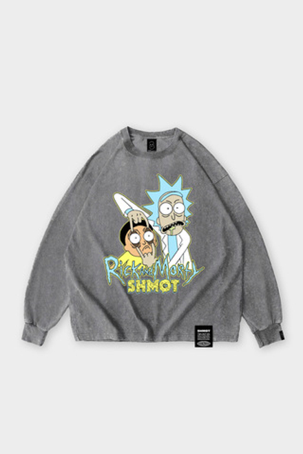 Лонгслив SHMOT "RICK & MORTI 2" GARMENT DYE Серый