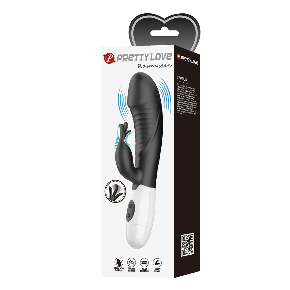 Pretty Love Rasmussen – вибратор‑кролик, 2 мотора, 30 режимов, 19,8 см, черный