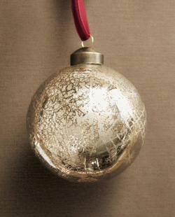 ZARA HOME ЕЛОЧНЫЙ ШАР С ЭФФЕКТОМ КРАКЛЕ, СЕРЕБРЯНЫЙ