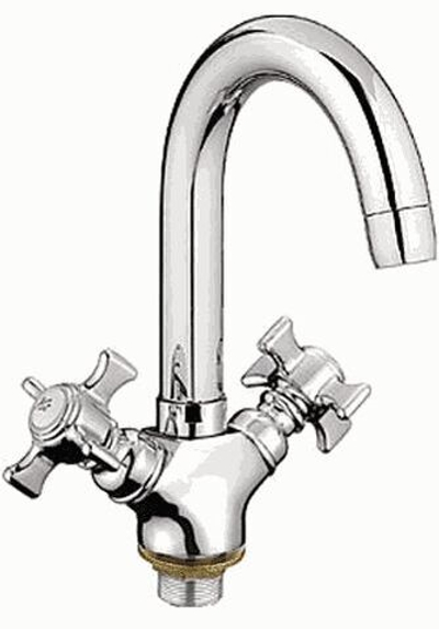 смеситель умывальник LEDEME литой излив, крест, керамика, с гайкой, цинк L1111-2