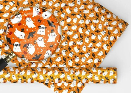 Бумага упаковочная 70*100см "Хэллоуин" оранжевая