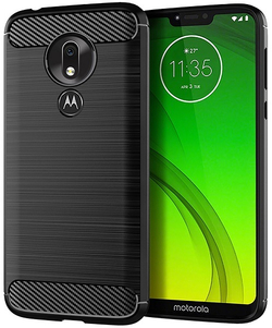 Чехол для Motorola Moto G7 Power цвет Black (черный), серия Carbon от Caseport