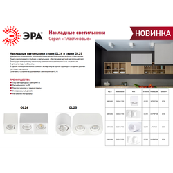 Светильник настенно-потолочный спот ЭРА OL24-1 WH MR16/GU5.3, белый, поворотный | Накладные светильники