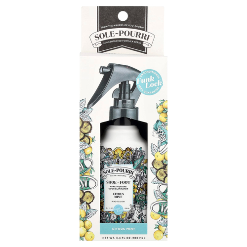 Poo-Pourri, Sole-Pourri ™, средство для устранения неприятных запахов для обуви и ног, цитрусовая мята, 100 мл (3,4 жидк. Унции)
