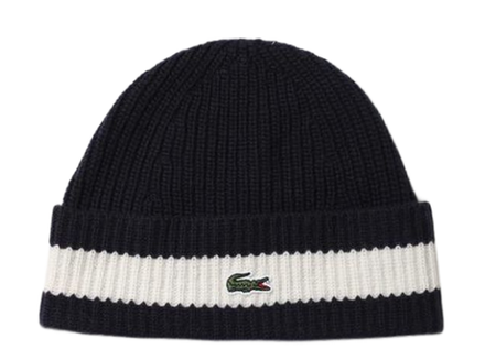 Шапка зимняя Lacoste Ribbed Wool Beanie - Black