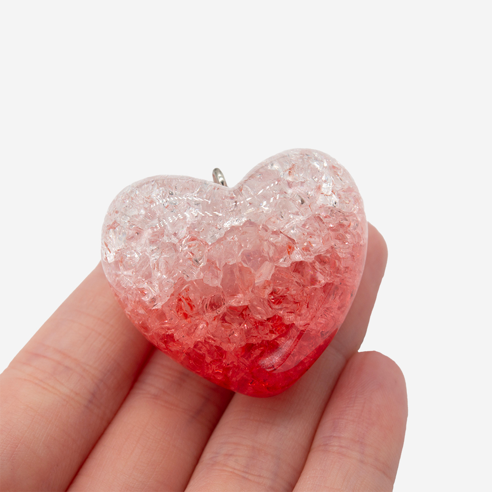 крс37-к Подвеска "Сердце сахарное" кракле 37*33мм, красный