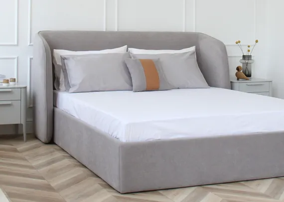 Кровать с подъемным механизмом Classic 160 см (серый, велюр)