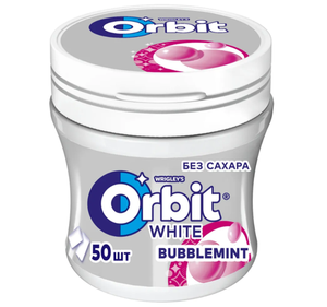 Жевательная резинка Orbit White Bubblemint, без сахара, банка (68г)