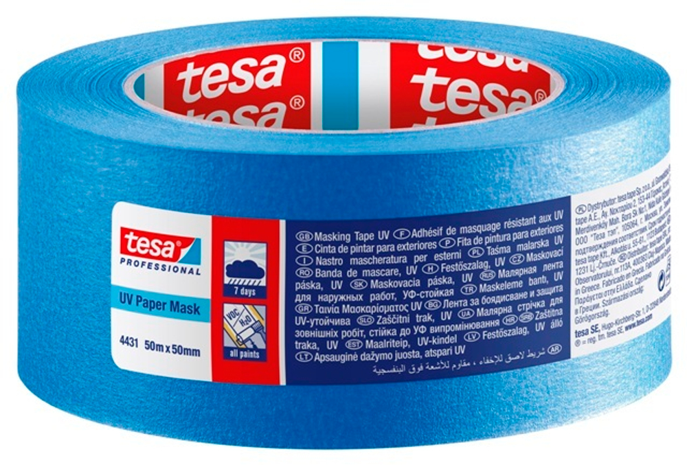 Малярная лента для наружных работ tesa® 04431, креп, синяя