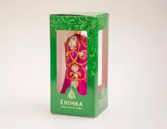 С2183/3 Елочная игрушка-колокольчик Вензель, стекло, розовый, Ёлочка