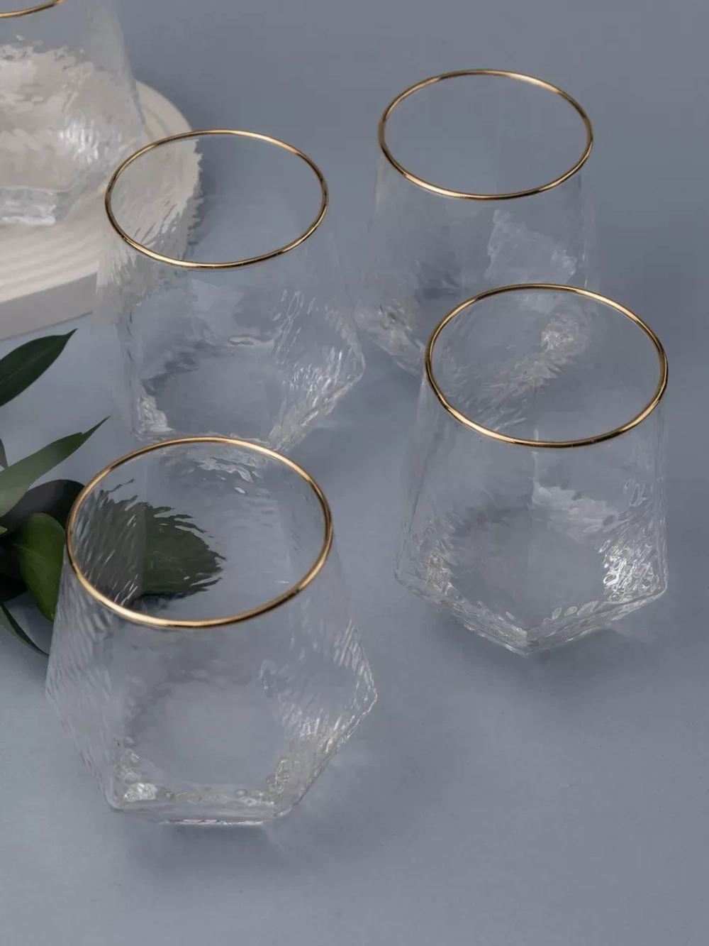 Набор шестигранных бокалов с рифленым стеклом 6 шт 300 мл.