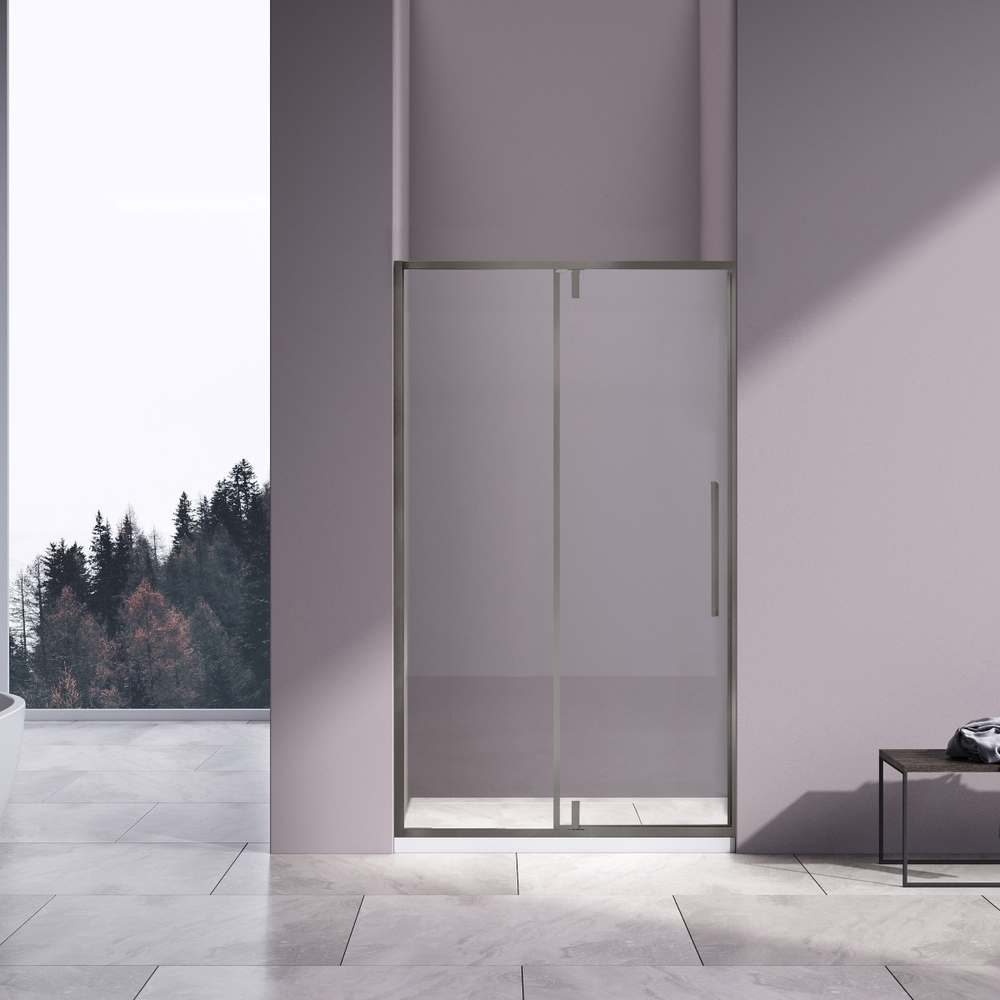 Душевая дверь Slim-N VDP-4SN120CLGM, вороненая сталь, стекло прозрачное