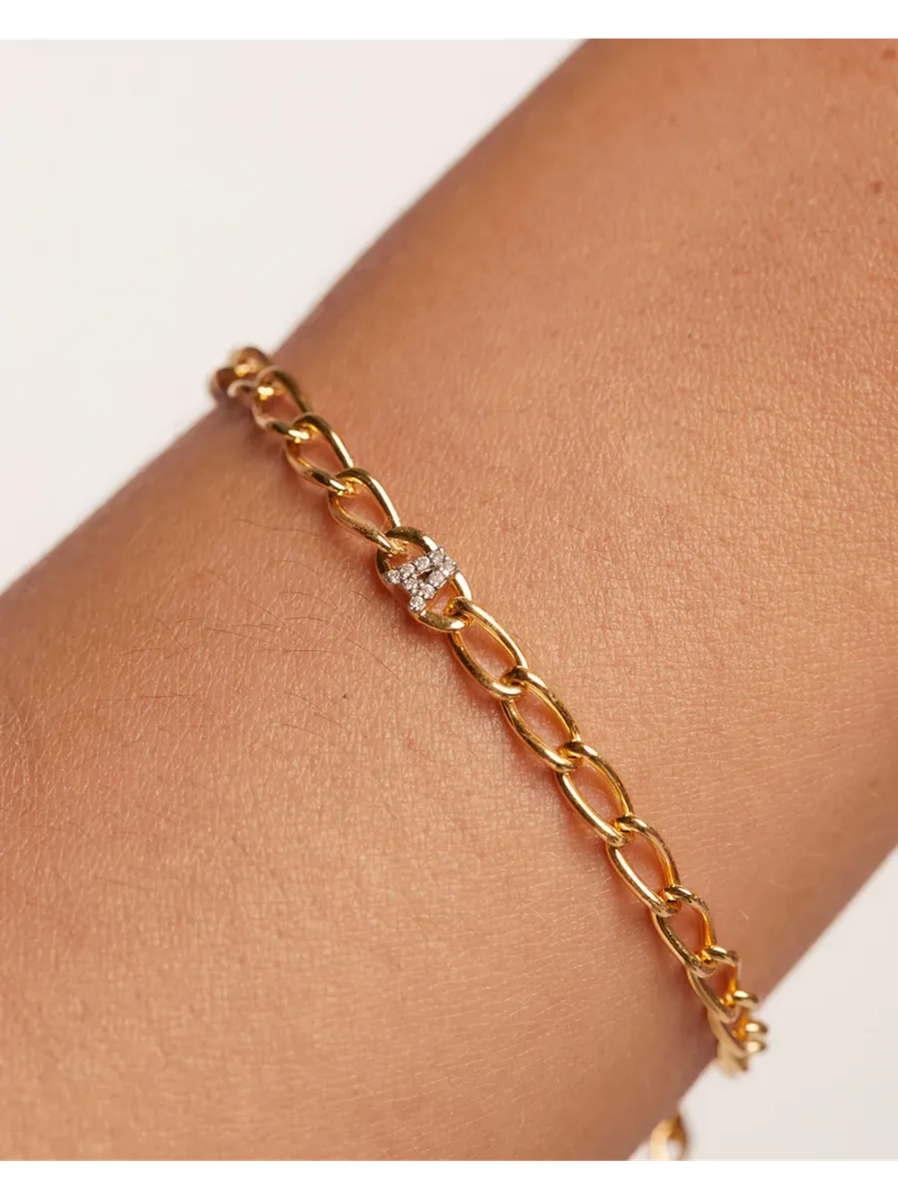 Браслет Буква A серебро 925 пробы покрытое золотом