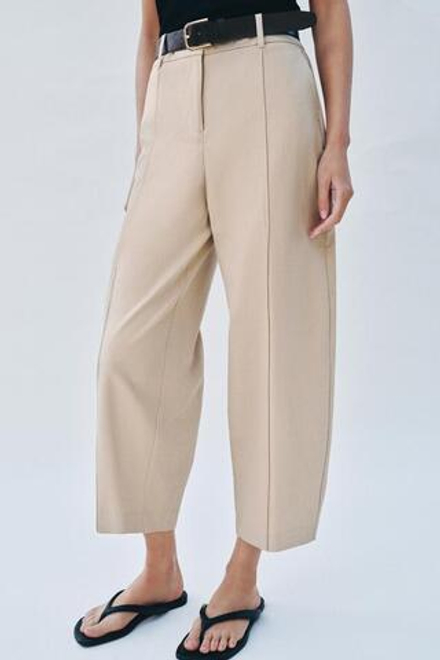 ZARA БРЮКИ С ПОЯСОМ GLOBO, ПЕСОЧНЫЙ