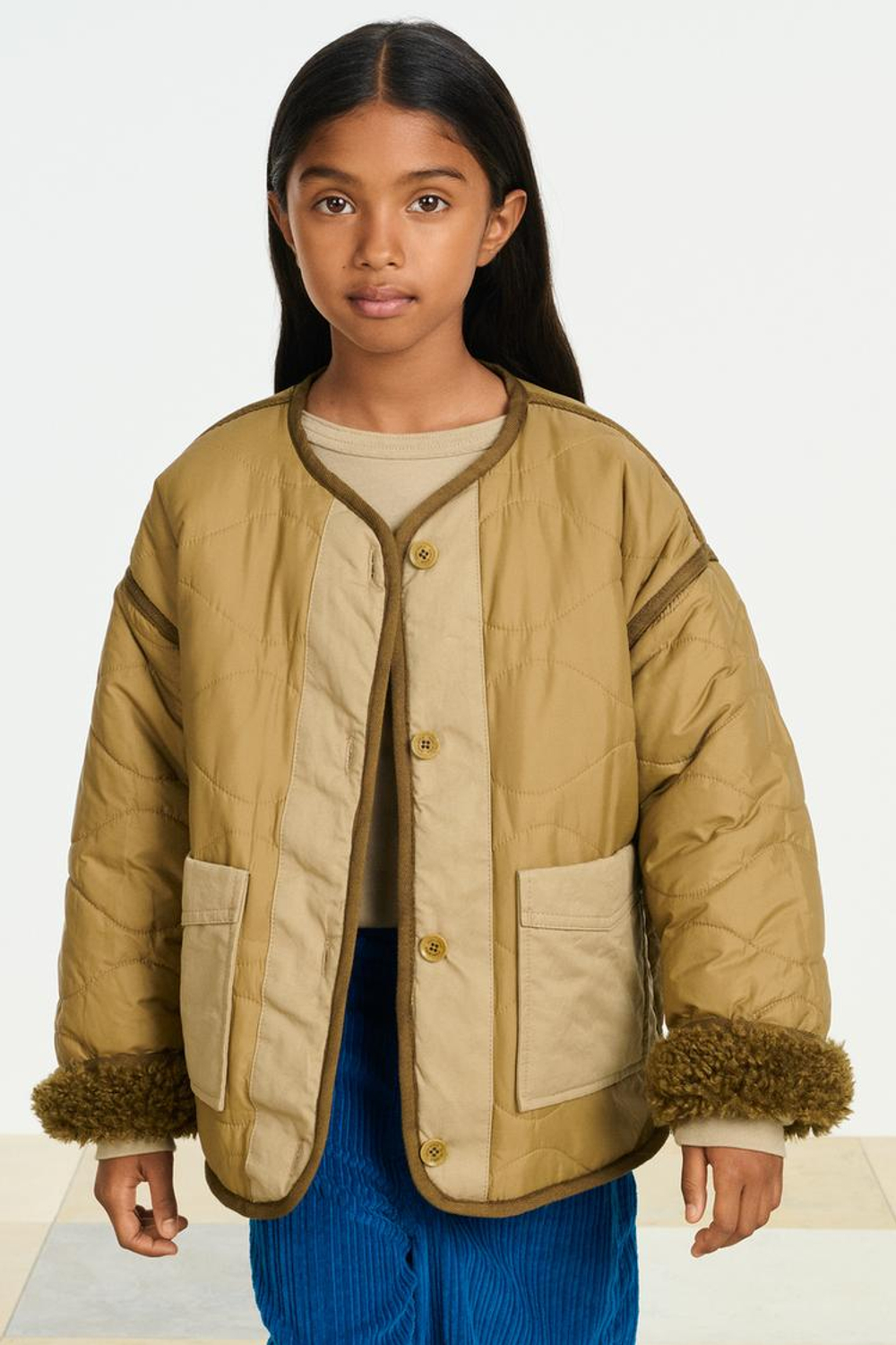 ZARA СТЕГАНАЯ КУРТКА, СВЕТЛЫЙ ХАКИ