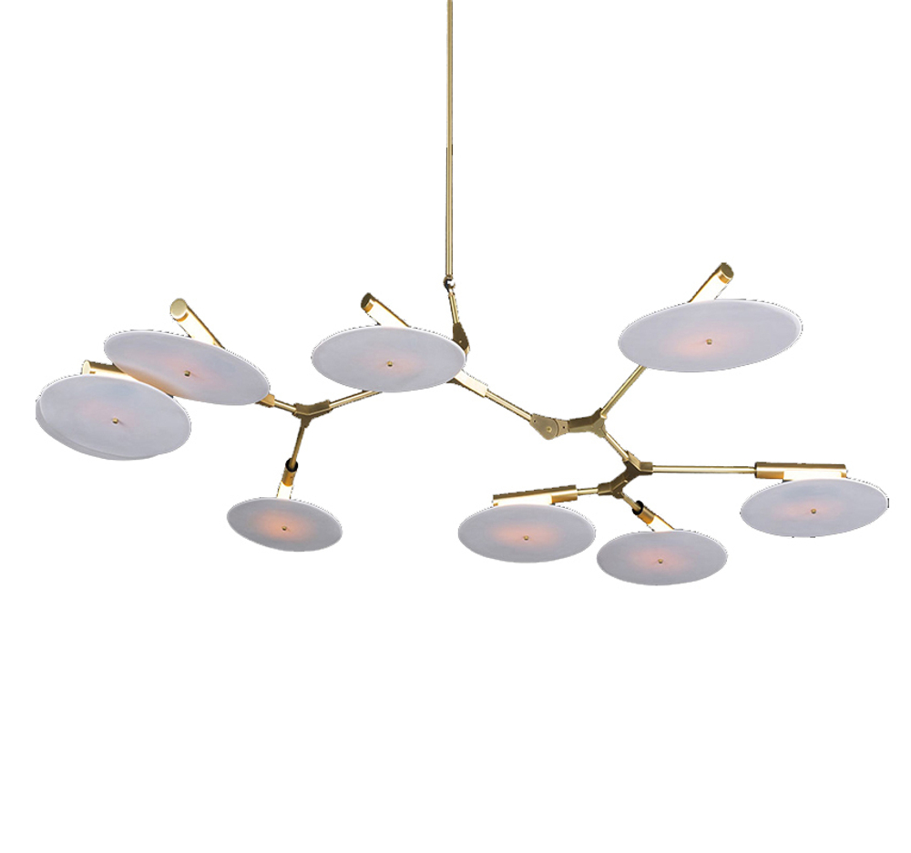 Потолочный дизайнерский светильник  Branching Discs by Lindsey Adelman (9 плафонов, золотой)