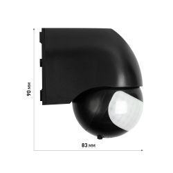 Датчик движения ЭРА MD 011 настенный инфракрасный 1200 Вт угол 180 градусов IP44, черный | Датчики движения