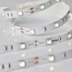 ULS-M22-5050-30LED-m-10mm-IP20-DC12V-7.2W-m-5M-3000K PROFI Гибкая светодиодная лента на самоклеящейся основе. Катушка 5м. в герметичной упаковке. Теплый белый свет3000К. ТМ Uniel.
