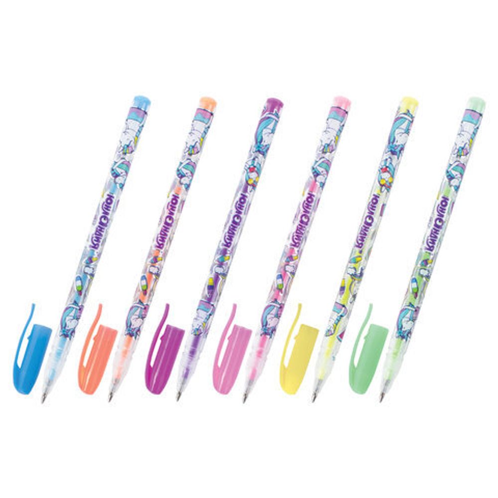 Ручки гелевые ЮНЛАНДИЯ, НАБОР 6 ЦВЕТОВ, ПАСТЕЛЬ, корпус с печатью, узел 0,7 мм, линия письма 0,5 мм, 142803
