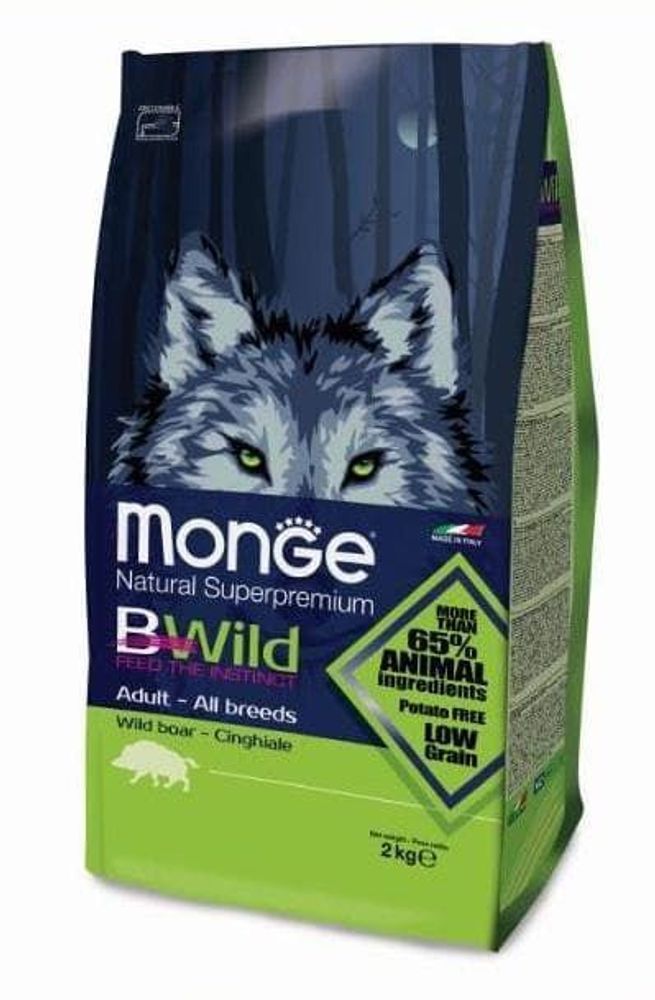 Monge 2кг  Bwild Dog Boar корм для взрослых собак всех пород с мясом дикого кабана