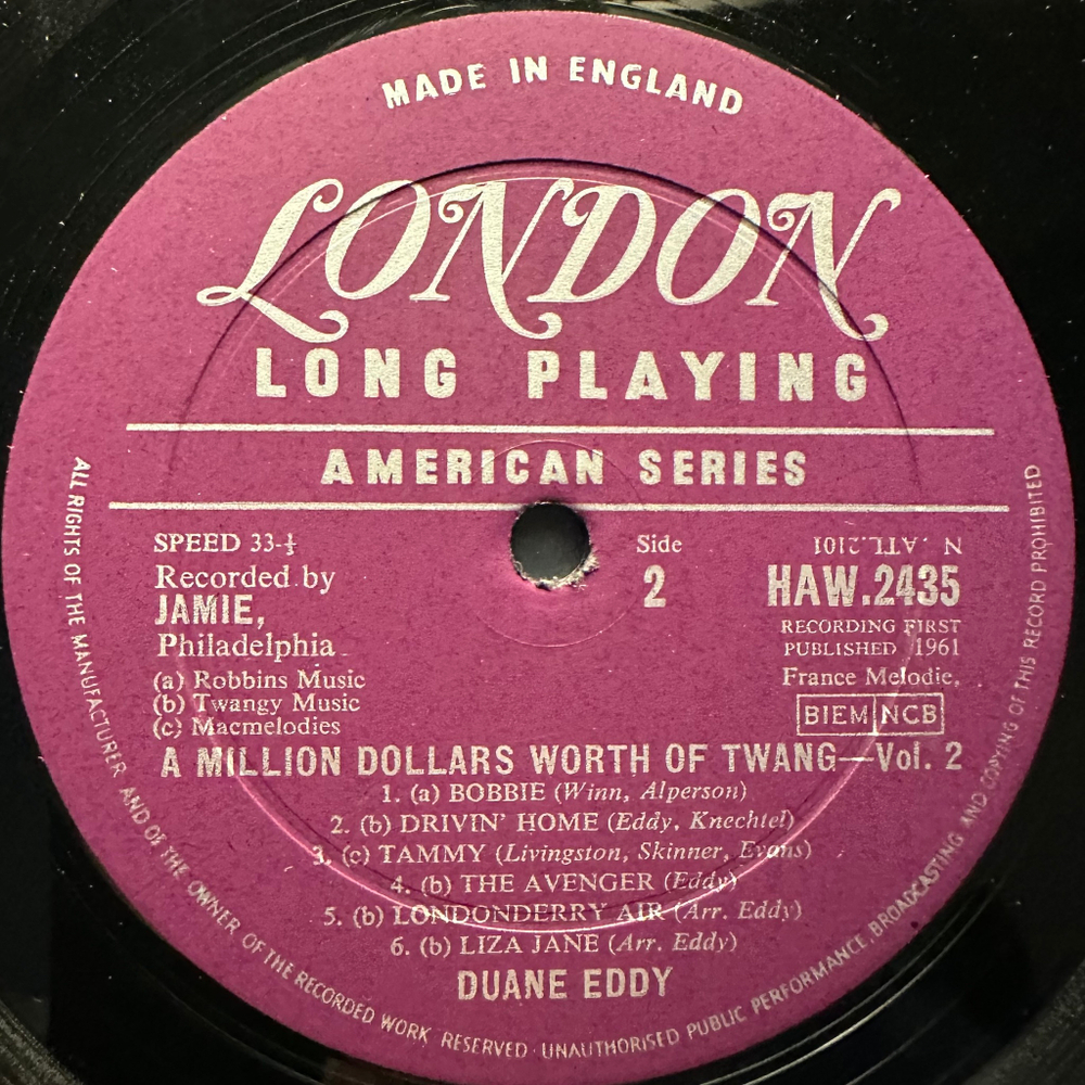 Duane Eddy & His "Twangy" Guitar And The Rebels - A Million Dollars Worth Of Twang Vol.2 (Англия 1967г.)