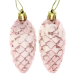 Ёлочные игрушки «Таинственное очарование» Шишки 9 см (набор 2шт), розовое золото