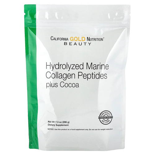 California Gold Nutrition, пептиды гидролизованного морского коллагена с какао, 206 г (7,3 унции)