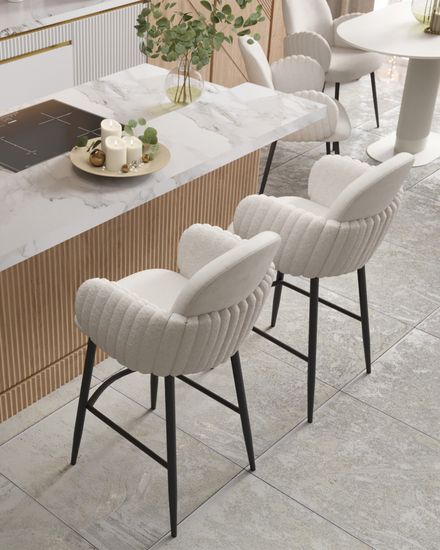 Стул полубарный Wave Stripes букле белый