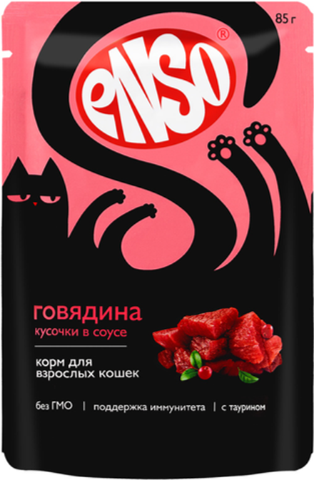 ENSO пауч д/кошек Говядина в соусе 85г.*24шт.