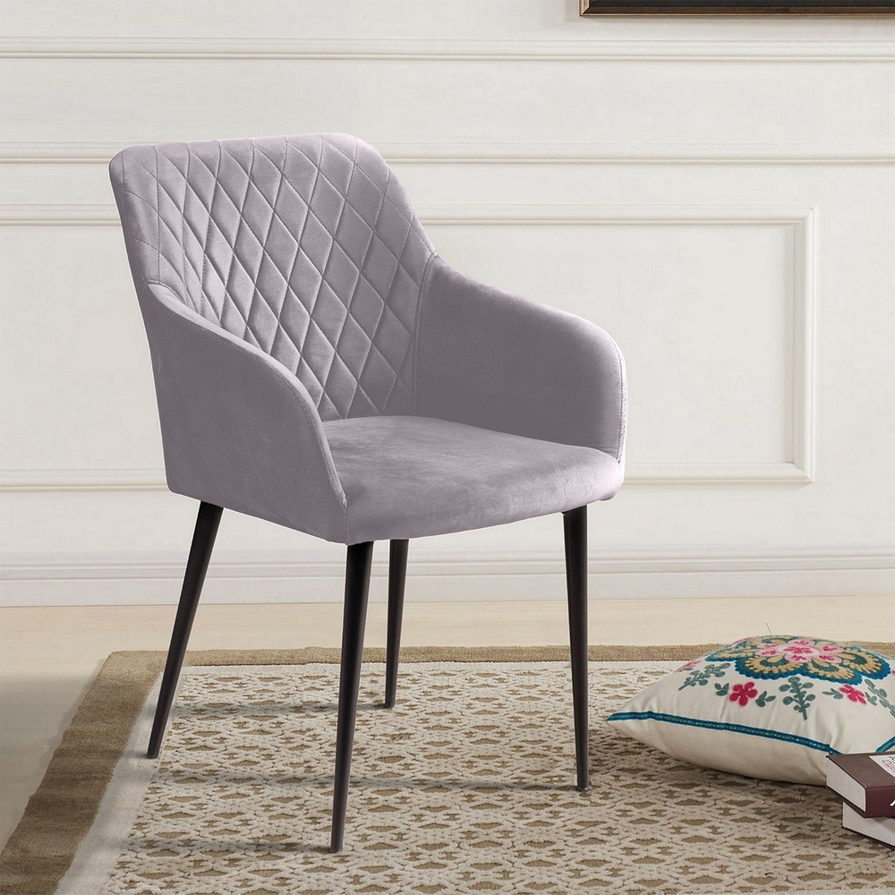 Стул с подлокотниками Robert, бархат светло-серый 26