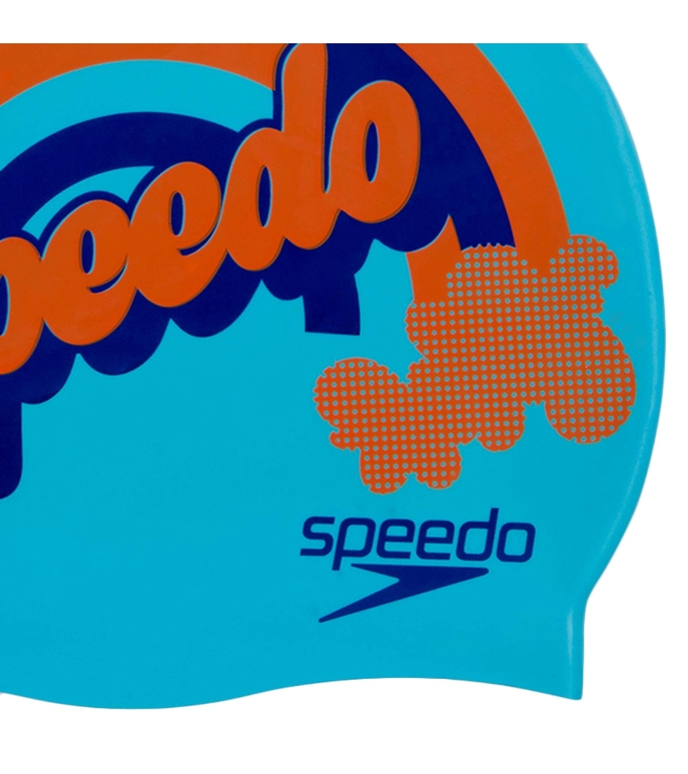 Шапочка для плавания силиконовая детская Speedo Junior Slogan Cap Aquamarine