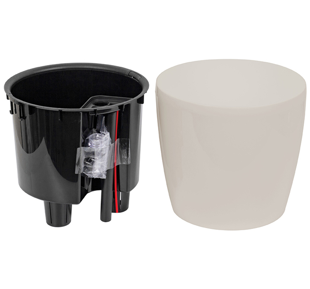 Кашпо АНФА 6,0л D220мм H=200мм вставка V=3,8л и автополив, с индикатором уровня воды