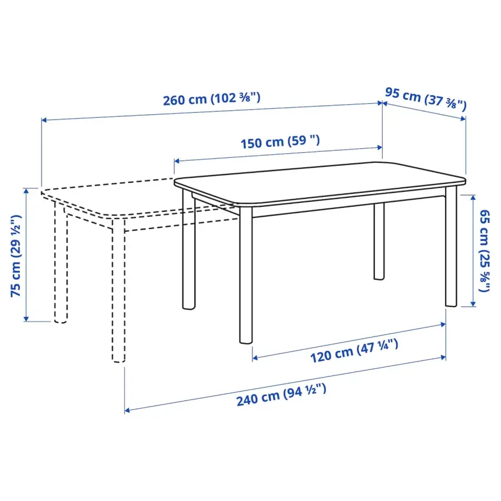 Стол+6 стульев - STRANDTORP  / BERGMUND IKEA/ СТРАНДТОРП/БЕРГМУНД ИКЕА, 205х95х75 см, серый/белый