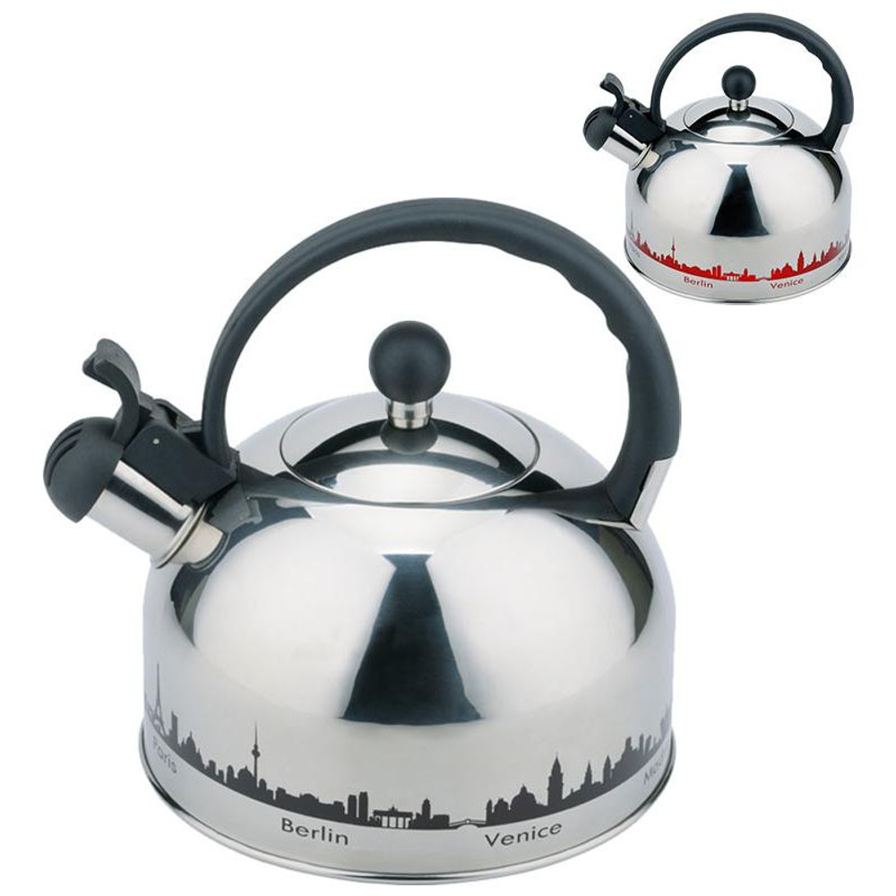 Чайник металлический с рисунком Mallony MAL-CITY-01