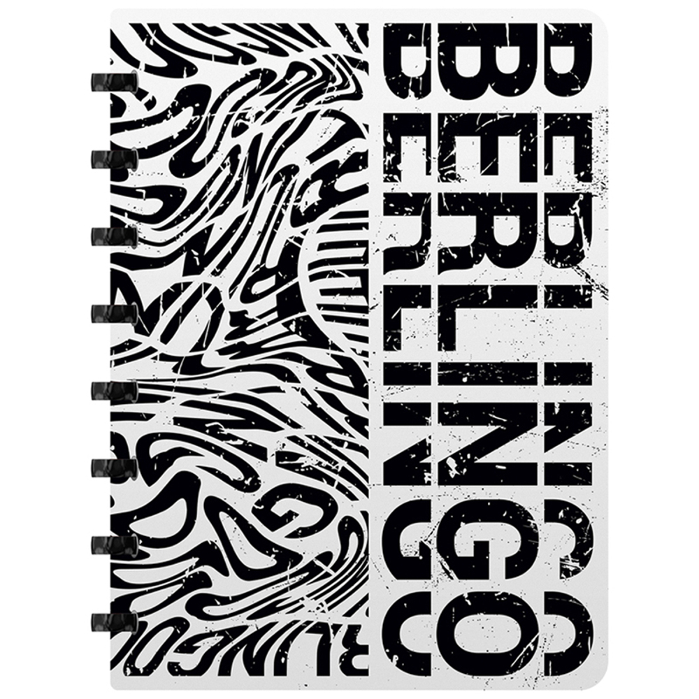 Бизнес-тетрадь А5+, 80л., Berlingo "Monochrome", клетка, на кольцах, с возм. замены блока, 80г/м2, пластик. обложка 700мкм, линейка-закладка
