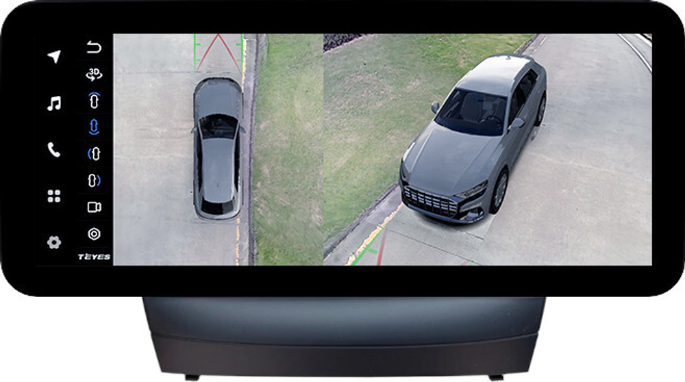 Магнитола для Hyundai iХ35, Tucson 2 2009-2015 (без штатного усилителя, рамка 9) - Teyes LUX ONE 360 монитор 12.3" 2K QLED на Android 10, 6Гб+128Гб, CarPlay, 4G SIM-слот, 4 камеры в комплекте